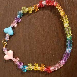 Hand made bead necklace: Rainbow bears
